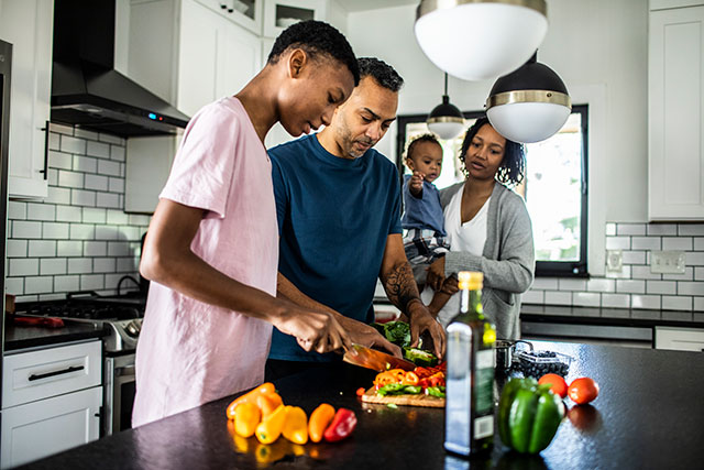 Family preparing food