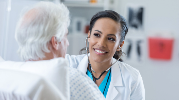 nurse smiling at patient