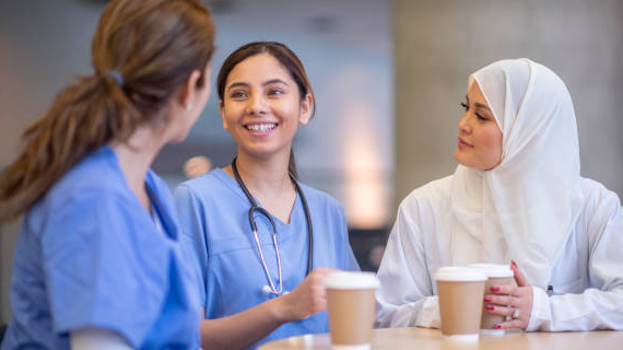 nurses having coffee